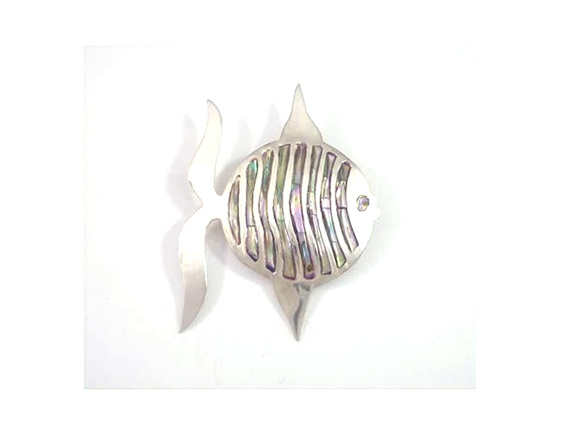 SILVER AND MOTHER OF PEARL BROOCH (2)